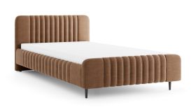 Einzelbett | Gästebett | Braun | Liegefläche 140 x 200 cm | Stoffbezug | inkl. Lattenrost | schwarze Holzbeine | Belladere 12