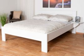 Schlichtes Doppelbett, bequemes Gästebett Buche Massivholz 114, in Weiß, inkl. Lattenrost, Liegefläche 160 x 200 cm, robust und stabil