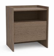 Kleine Nachtkommode Illgau 03, Baltic Storm - Dunkelbraun, 60 x 53 x 38 cm, mit 1 Schublade und 1 Fach, Nachtkästchen, kleine Kommode, ABS-Kanten, Soft Close System