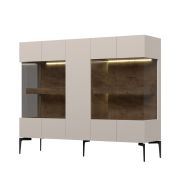 Kommode Asau 13, Farbe: Kaschmir / Eiche dunkel - Abmessungen: 125 x 152 x 42 cm (H x B x T)