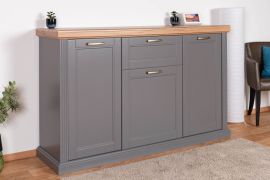 Kommode Lotofaga 11, Farbe: Grau / Walnuss - 102 x 167 x 48 cm (H x B x T)