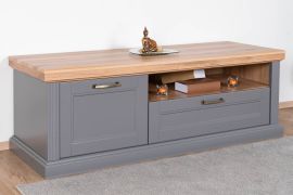 TV-Unterschrank Lotofaga 06, Farbe: Grau / Walnuss - 52 x 151 x 54 cm (H x B x T)