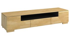 TV-Schrank "Lipik" 12, Farbe: Eiche / Schwarz, teilmassiv - Abmessungen: 38 x 182 x 50 cm (H x B x T)
