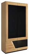 Drehtürenschrank / Kleiderschrank "Belica" 27, Farbe: Eiche natur / Schwarz, teilmassiv - Abmessungen: 192 x 102 x 60 cm (H x B x T)
