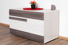 Schuhschrank Knoxville 21, Farbe: Kiefer Weiß / Grau - Abmessungen: 47 x 80 x 42 cm (H x B x T), mit 1 Klapptür und 4 Fächern