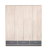 Drehtürenschrank / Kleiderschrank Beerzel 01, Farbe: Eiche / Grau - Abmessungen: 230 x 204 x 60 cm (H x B x T)