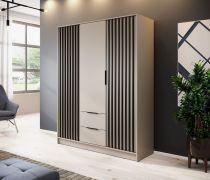 Kleiderschrank mit genügend Stauraum Leeds 31, Kaschmir, 200 x 155 x 51 cm, mit 3 Türen und 2 Schubladen, 10 Fächer, 1 Kleiderstange