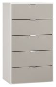 Kommode Bellaco 30, Farbe: Weiß / Grau - Abmessungen: 114 x 63 x 47 cm (H x B x T)