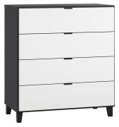 Kommode Vacas 33, Farbe: Schwarz / Weiß - Abmessungen: 100 x 90 x 47 cm (H x B x T)