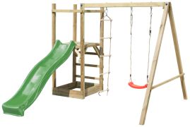 Spielturm 18 inkl. Wellenrutsche, Einzelschaukel-Anbau, Sandkasten - Abmessungen: 290 x 300 cm (B x T)