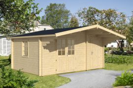 Steiner Shopping Gartenhaus Silberspitze 04 inkl. Fußboden - 70 mm Blockbohlenhaus, Grundfläche: 15,8 m², Satteldach
