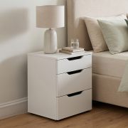 Nachtkommode / Nachtkästchen | 40 x 54,6 x 40 cm | 3 Schubladen | Weiß | griffloses Design | Soft-Close Funktion | für Schlafzimmer