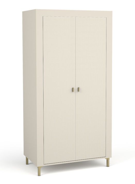Moderner Kleiderschrank mit Goldenen Griffen und Beinen Barbe 03, ABS, zwei Fächer, Farbe: Kaschmir, Maße: 193,5 x 97 x 56 cm, für Schlafzimmer und Vorzimmer