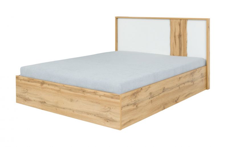 Doppelbett mit Stauraum Gavdos 04, Farbe: Eiche / Weiß - Liegefläche: 160 x 200 cm (B x L)
