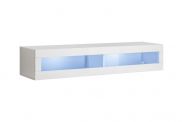 Hängevitrine mit LED-Beleuchtung Raudberg 37, Farbe: Weiß - Abmessungen: 30 x 160 x 29 cm (H x B x T), mit zwei Fächern