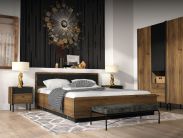 Schlafzimmer Komplett - Set A Mairenke, 5-teilig, Farbe: Walnuss / Schwarz matt