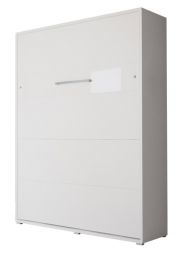 Schrankbett Namsan 04 vertikal, Farbe: Weiß matt / Weiß glänzend - Liegefläche: 160 x 200 cm (B x L)