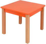 Kindertisch Laurenz Buche Vollholz massiv natur / orange - Abmessungen: 47 x 50 x 50 cm (H x B x T)