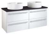 Waschtischunterschrank Bidar 61, Farbe: Weiß glänzend / Eiche Schwarz – 53 x 120 x 45 cm (H x B x T)