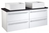 Waschtischunterschrank Bidar 77, Farbe: Weiß glänzend / Eiche Schwarz – 53 x 120 x 45 cm (H x B x T)