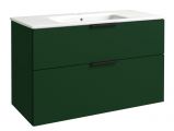 Waschtischunterschrank Ongole 20, Farbe: Dunkelgrün – Abmessungen: 62 x 101 x 46 cm (H x B x T)