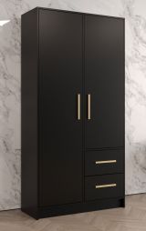 Kleiderschrank mit genügend Stauraum Similaun 11, Farbe: Schwarz matt - Abmessungen: 202 x 103 x 40 cm (H x B x T), mit fünf Fächern und zwei Schubladen