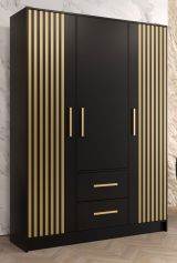 Designer Kleiderschrank Similaun 68, Farbe: Schwarz matt - Abmessungen: 202 x 153 x 40 cm (H x B x T), mit genügend Stauraum