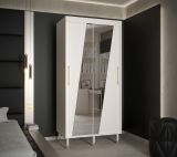 Moderner Kleiderschrank mit Spiegel Jotunheimen 205, Farbe: Weiß - Abmessungen: 208 x 100,5 x 62 cm (H x B x T)