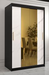 Eleganter Kleiderschrank mit Marmor Optik Hochfeiler 30, Farbe: Schwarz / Weißer Marmor - Abmessungen: 200 x 120 x 62 cm (H x B x T), mit fünf Fächern