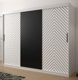Außergewöhnlicher Kleiderschrank Mulhacen 34, Farbe: Weiß matt / Schwarz matt - Abmessungen: 200 x 250 x 62 cm (H x B x T), mit 10 Fächern