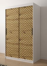 Eleganter Kleiderschrank Mulhacen 45, Farbe: Weiß matt / Eiche Artisan / Schwarz matt  - Abmessungen: 200 x 120 x 62 cm (H x B x T), mit genügend Stauraum