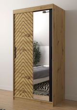 Eleganter Kleiderschrank mit fünf Fächern Mulhacen 79, Farbe: Eiche Artisan / Schwarz matt - Abmessungen: 200 x 120 x 62 cm (H x B x T), mit genügend Stauraum