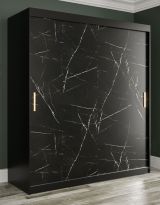 Kleiderschrank mit modernen Design Ätna 37, Farbe: Schwarz matt / Schwarzer Marmor - Abmessungen: 200 x 180 x 62 cm (H x B x T), mit 10 Fächern
