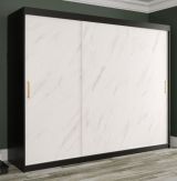 Eleganter Kleiderschrank mit genügend Stauraum Ätna 46, Farbe: Schwarz matt / Weißer Marmor - Abmessungen: 200 x 250 x 62 cm (H x B x T), mit stylischen Marmor Muster