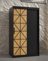 Kleiderschrank mit modernen Muster Zumsteinspitze 01, Farbe: Schwarz matt - Abmessungen: 200 x 100 x 62 cm (H x B x T), mit fünf Fächern