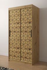 Schlichter Kleiderschrank mit zwei Kleiderstangen Dom 37, Farbe: Eiche Artisan - Abmessungen: 200 x 100 x 62 cm (H x B x T), mit genügend Stauraum