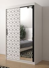 Kleiderschrank mit stylischen Design Dom 82, Farbe: Weiß matt / Schwarz matt - Abmessungen: 200 x 120 x 62 cm (H x B x T), mit einen Spiegel