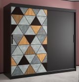 Eleganter Kleiderschrank mit genügend Stauraum Strahlhorn 05, Farbe: Schwarz matt - Abmessungen: 200 x 200 x 62 cm (H x B x T), mit 10 Fächern und zwei Kleiderstangen
