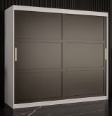 Stylischer Kleiderschrank Liskamm 18, Farbe: Weiß matt / Schwarz matt - Abmessungen: 200 x 200 x 62 cm (H x B x T), mit 10 Fächern und zwei Kleiderstangen
