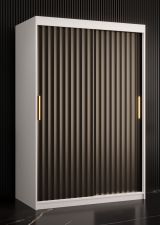 Außergewöhnlicher Kleiderschrank Balmenhorn 54, Farbe: Weiß matt / Schwarz matt - Abmessungen: 200 x 120 x 62 cm (H x B x T), mit fünf Fächern und zwei Kleiderstangen
