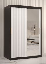 Kleiderschrank mit schlichten Design Balmenhorn 79, Farbe: Schwarz matt / Weiß matt - Abmessungen: 200 x 120 x 62 cm (H x B x T), mit einer Spiegeltür