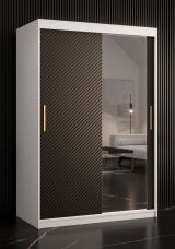 Außergewöhnlicher Kleiderschrank mit einer Spiegeltür Balmenhorn 30, Farbe: Weiß matt / Schwarz matt - Abmessungen: 200 x 120 x 62 cm (H x B x T), mit fünf Fächern