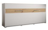 Schrankbett Namsan 01 horizontal, Farbe: Weiß matt / Eiche Artisan - Liegefläche: 90 x 200 cm (B x L)