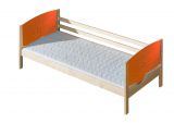 Kinderbett / Jugendbett Milo 30, Farbe: Natur / Orange Sonne, teilmassiv - Liegefläche: 80 x 190 cm (B x L)