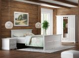 Schlafzimmer Komplett - Set A Gyronde, 4-teilig, Kiefer massiv Vollholz, Farbe: Weiß