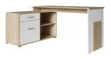 Schreibtisch Xanthi, Farbe: Eiche / Weiß - Abmessungen: 76 x 110 x 168 cm (H x B x T)