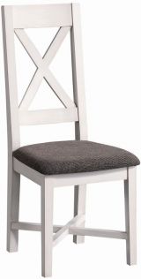 Stuhl mit Stoffbezug "Kilkis" Kiefer weiß 42, massiv - Abmessungen: 44 x 105 x 39 cm (L x H x T)