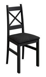 Dunkler robuster Stuhl Raska 03, Mattschwarz, Buche massiv, 96 x 42 x 46 cm, weiche Polsterung, Stoffbezug, bequemes Sitzgefühl, Esszimmersessel