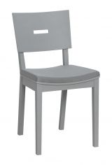 Stuhl gepolstert, Eiche massiv, Farbe: Grau - Abmessungen: 86 x 43 x 50 cm (H x B x T)