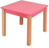 Kindertisch Laurenz Buche Vollholz massiv natur / pink - Abmessungen: 47 x 50 x 50 cm (H x B x T)